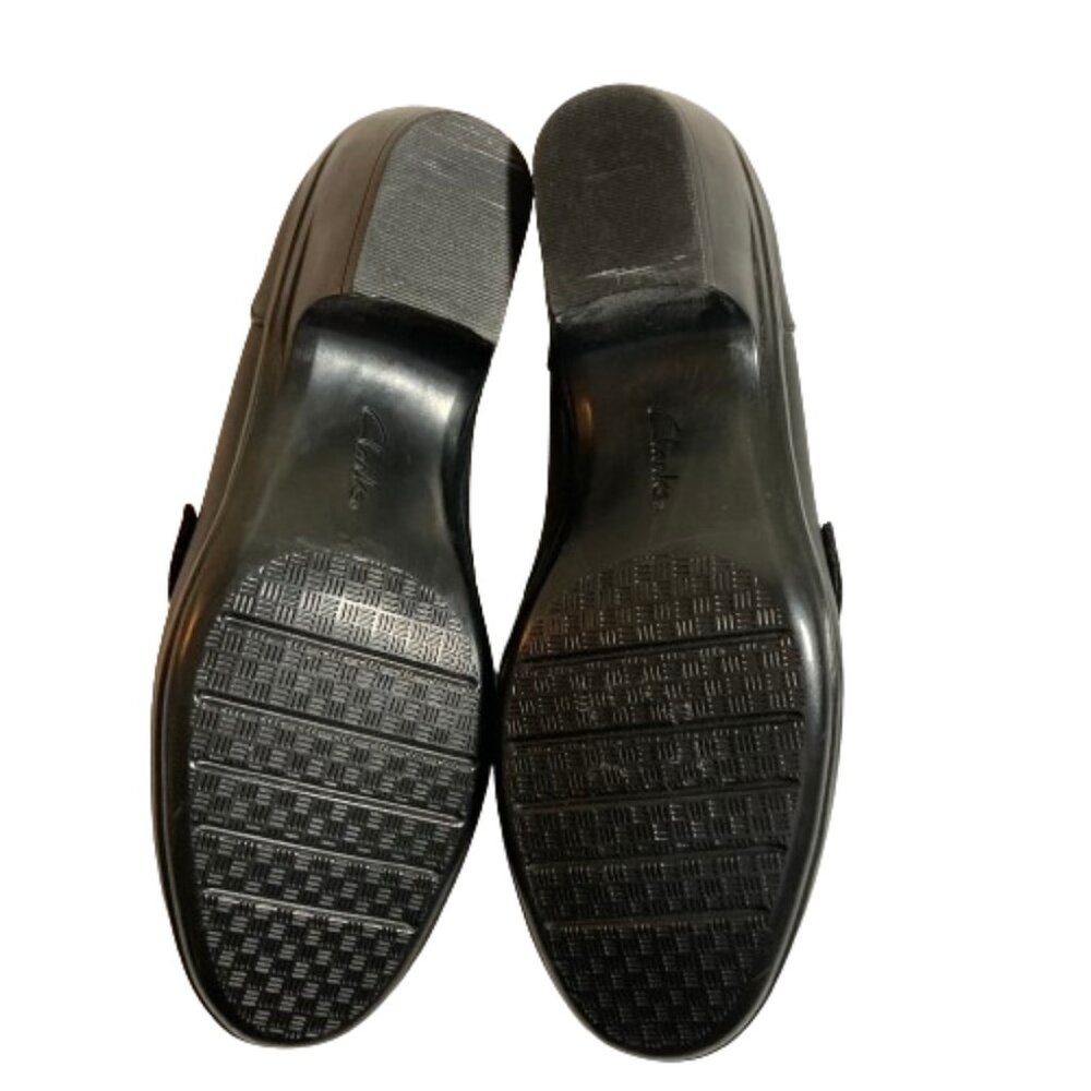 Clarks Women's Black Leather Emily Andria 2" Block Heel Loafer Shoes, 8.5 - Picture 10 of 13